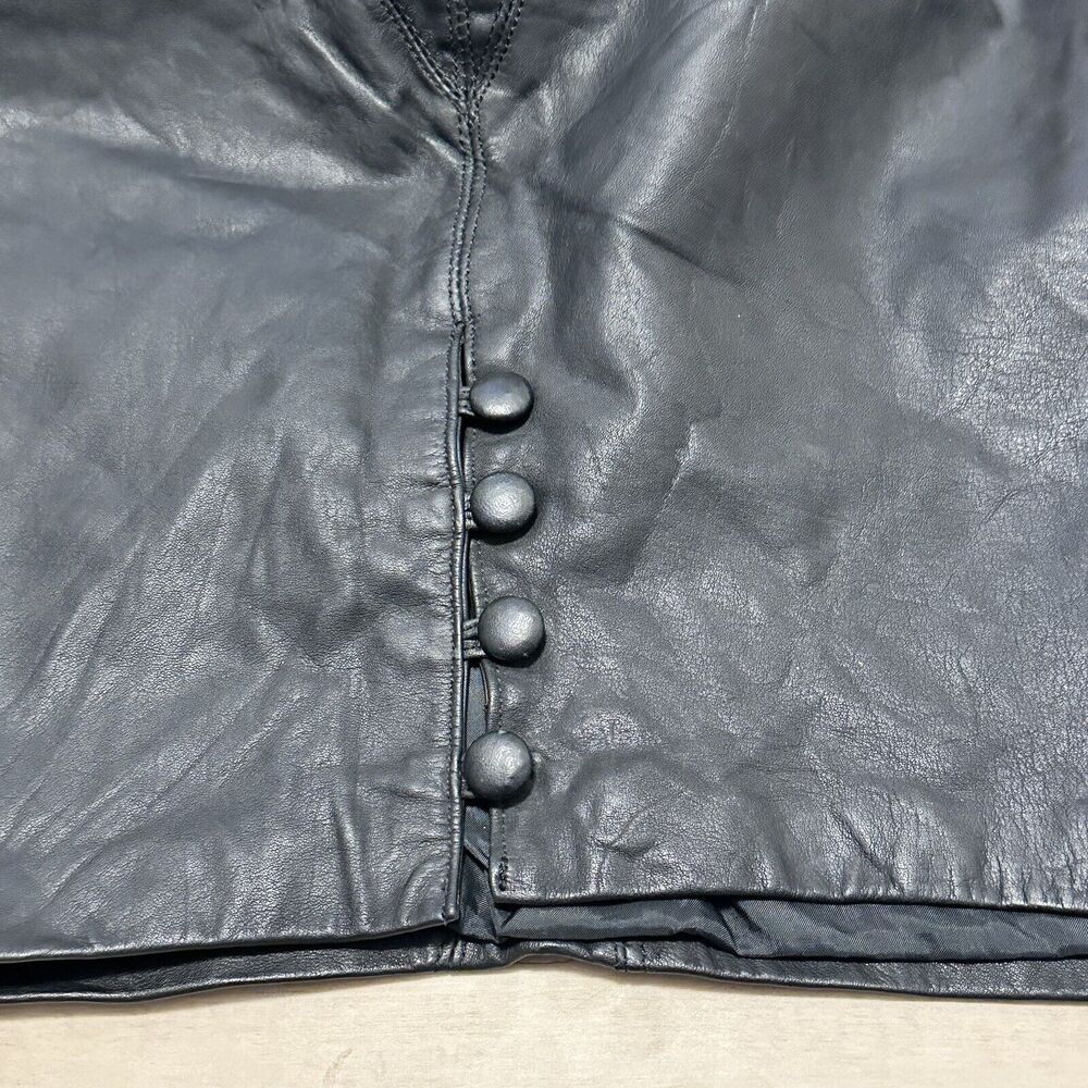 Ada Women 7 Skirt Leather Black Pencil Straight Lined Vintage Best fits 2 - Picture 4 of 9
